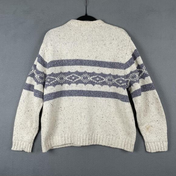 Vintage St Johns Bay Sweater Womens XL Beige Blue Fair Isle Button Cardigan 90s - Picture 4 of 9